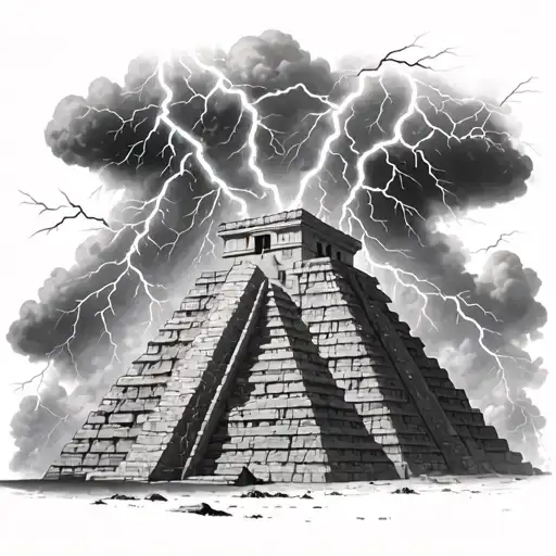 Electrical Storm At The Top Of Some Aztec Pyramids