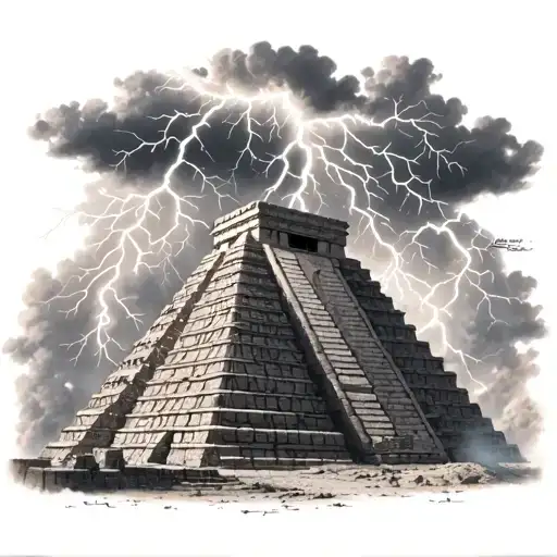 Electrical Storm At The Top Of Some Aztec Pyramids