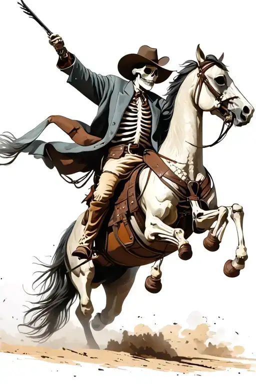 Skelton Cowboy Riding A Skeleton Horse