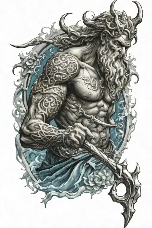 Poseidon Holding A Trident