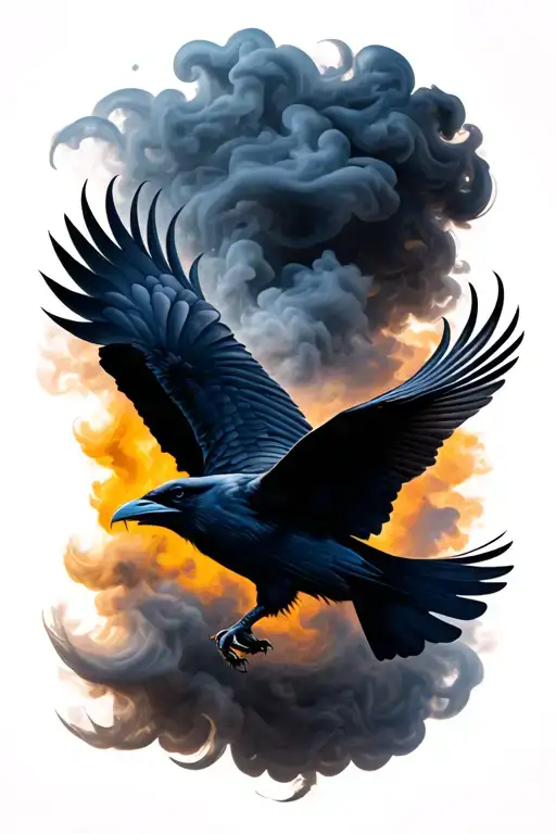 Raven Flying Smoke Forming