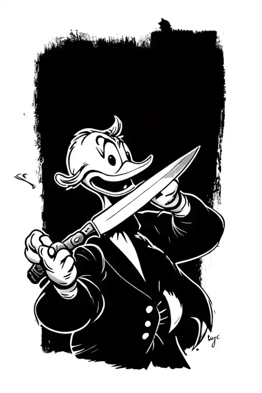 A Malicious Donald Duck Attacks With A Knife
