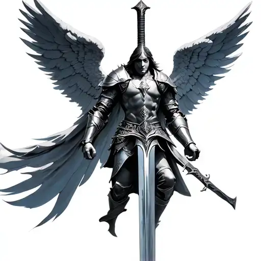 Archangel Of Armor With A Sword With Wings