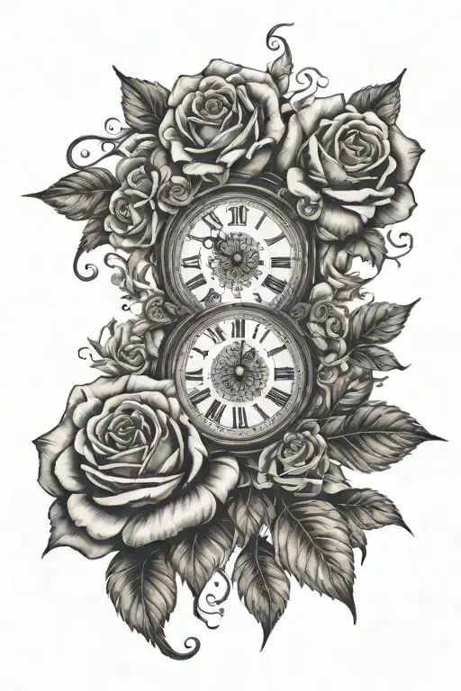 Sun And Roses And Roman Numeral Clock And Heaven