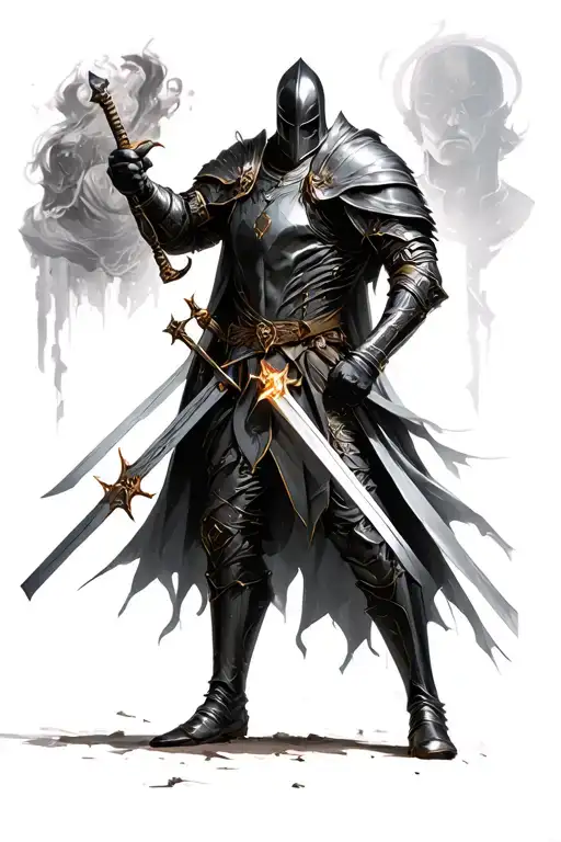 Dark Fantasy Knight Holding A Sword