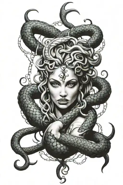 Sexy Medusa Goth Scorpio Zodiac Sign Intertwined