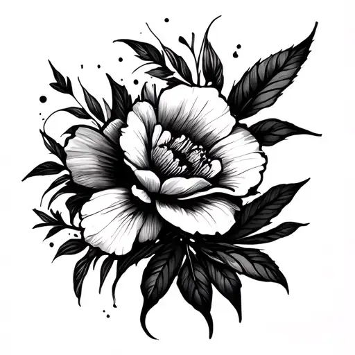 Floral Design W Abstract Line Art