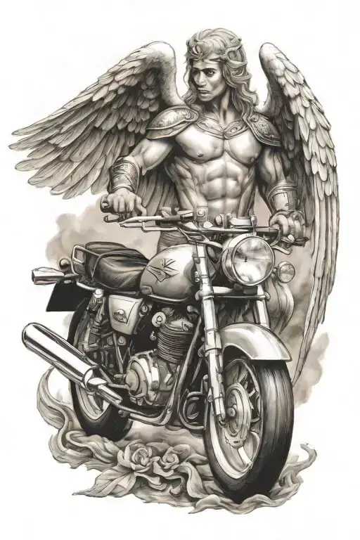 Suzuki Motorbike Angel Holding A Sword Going