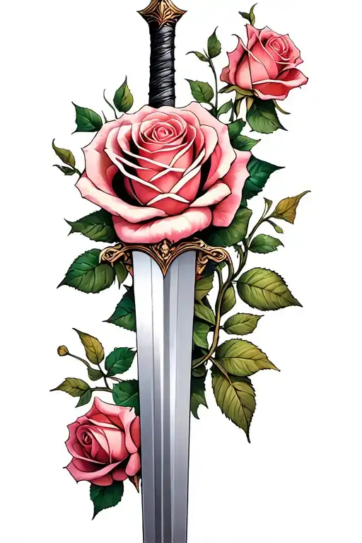Sword Roses Intertwined