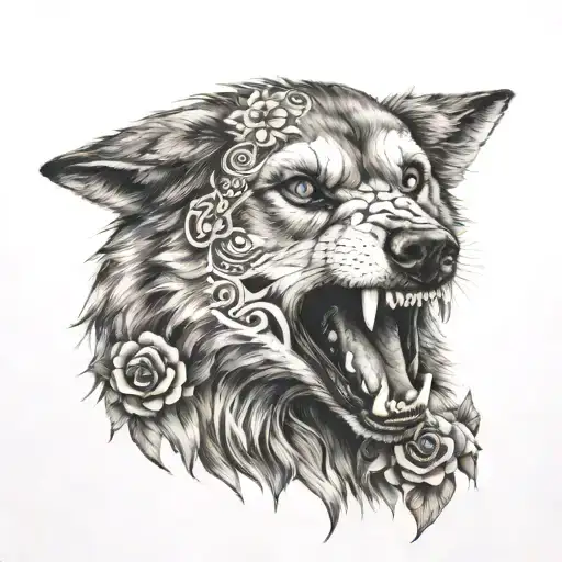 Wolf's Head With La Muerte