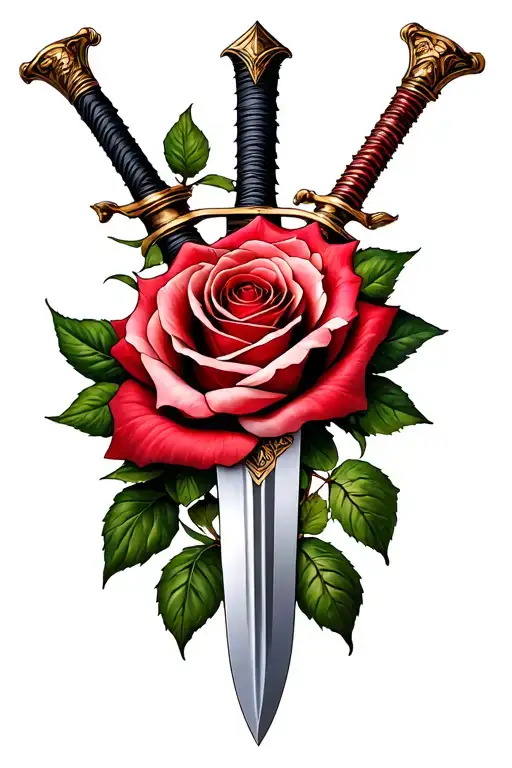 Sword Roses Intertwined