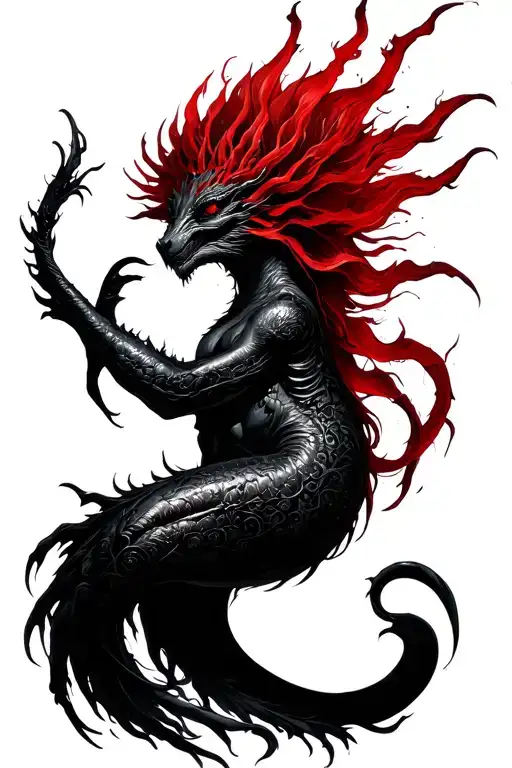 Aquarius Red Black Mythology Creature Inspired