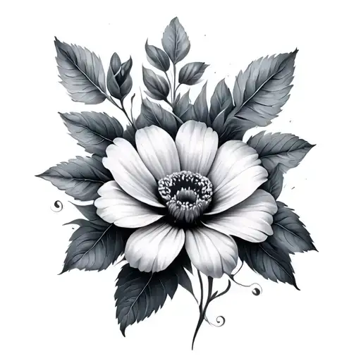 Flower Black And Grey