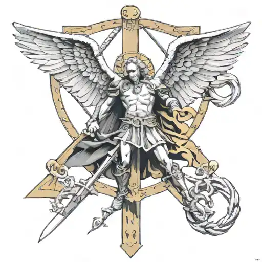 Saint Michael In Front Of Saint Andrews Cross Made