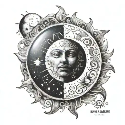 Sun And Moon With Name Around
