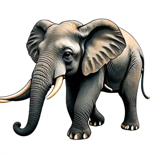 Side View Of Elephant With Defined Ears And Happy Features