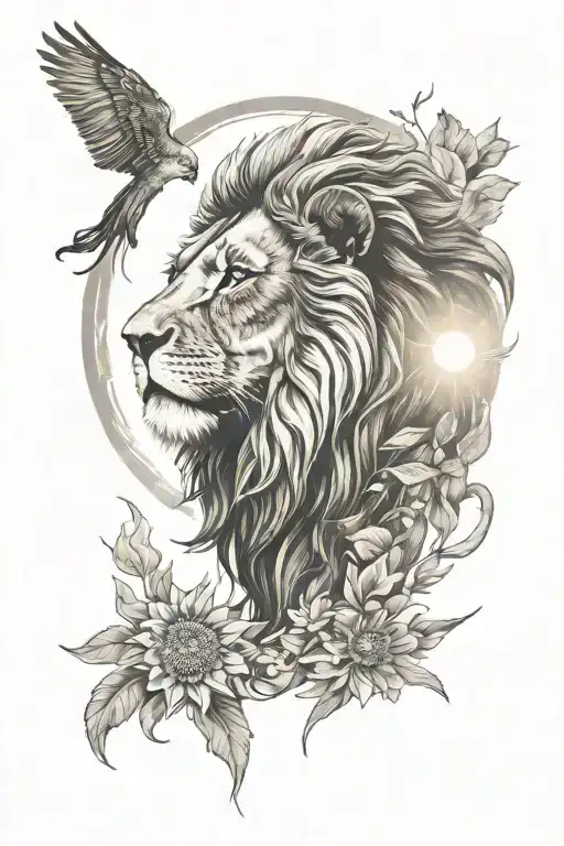 Lion And Sun Behind