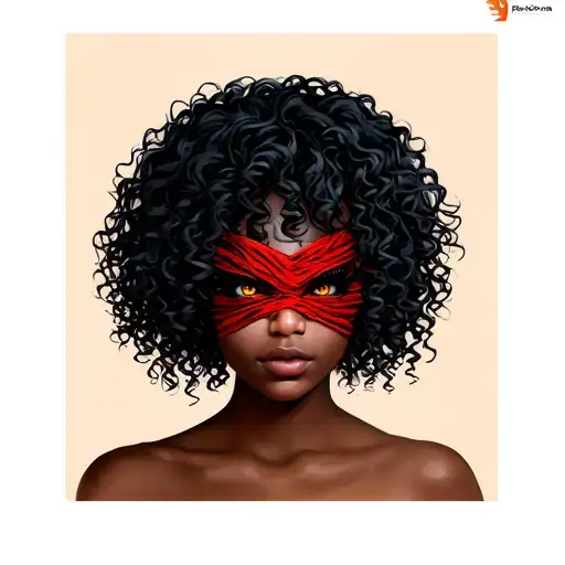 African American Curly Hair Woman Eyes Covered Evil Dark Demon