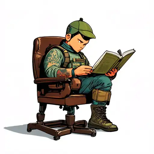 Fallout Vault Boy Reading Sitting