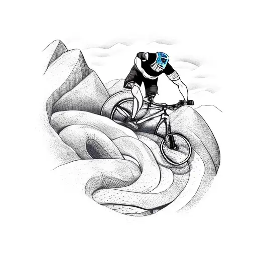 A Fierce Mountain Biker Riding Through A Winding Serpent-shaped Trail