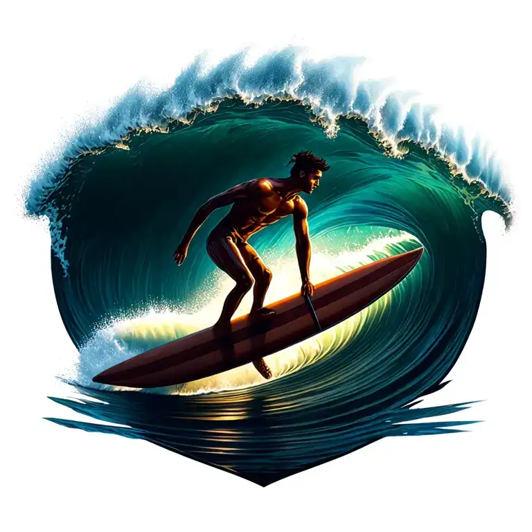 Surfer Riding A Wave