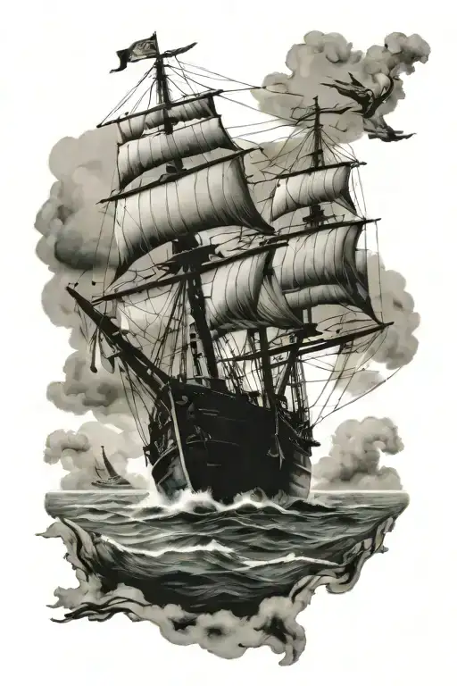 Ship On The Sea Background Map