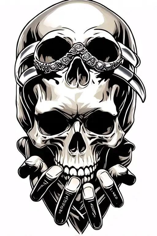 Rock And Roll Skull Hand With Rings