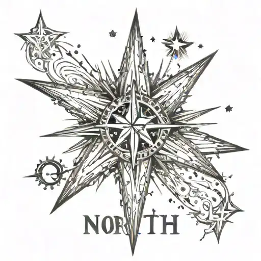 A Picture Of The North Star Decorated With The Word North