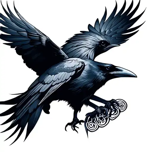 Raven With Nordic Symbols