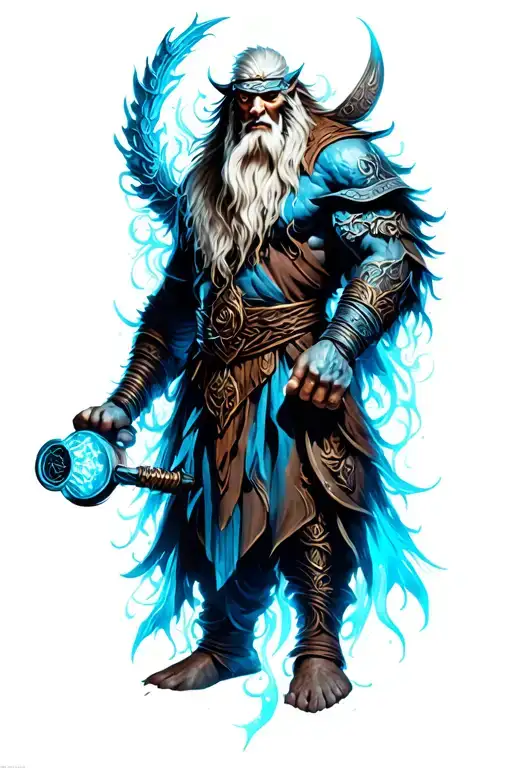 Norse God Tattoo Neon Blue For Accents Gods Grinder And Snarler Scleipnirr Artifices And Backgrounds