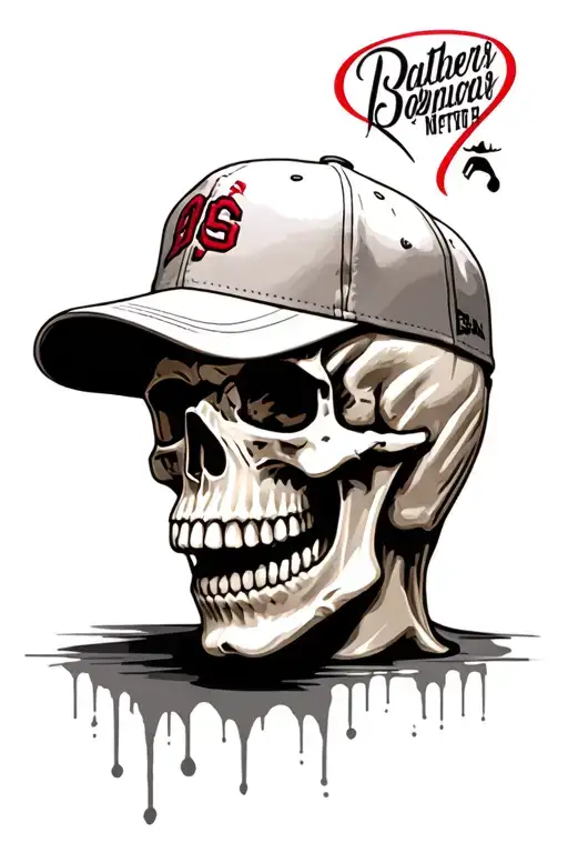Stacked Skulls With Baseball Hats