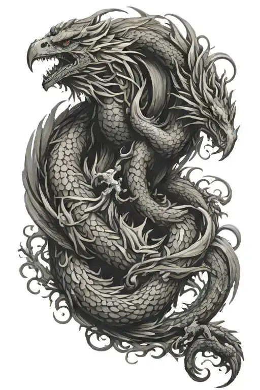 Phoenix And Dragon Intertwined