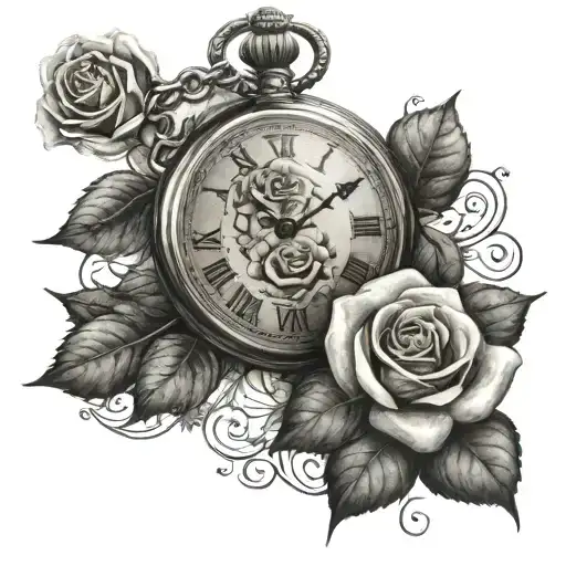 Pocket Watch And A Rose