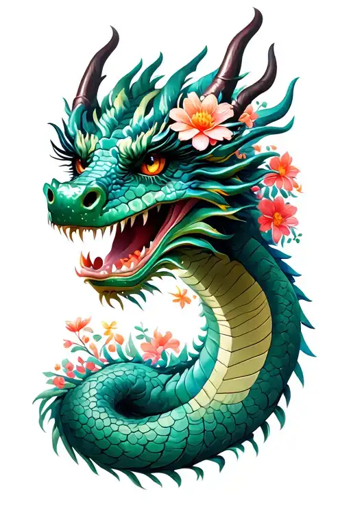Dragon With Flowers Instead Of Eyelashes