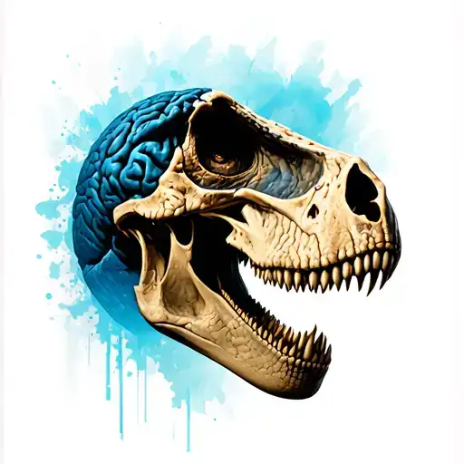 Dinosaur Skin Skull And Brain Separated Then Coming Together