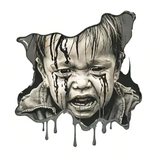 A Child Crying Blood Tears