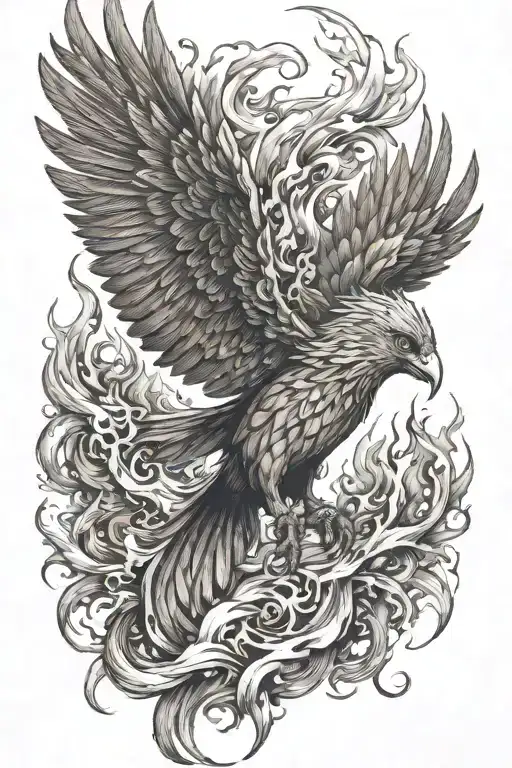 Phoenix Rising Out Of Flames