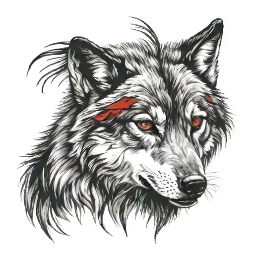 Black With Red Eyes Wolf Face
