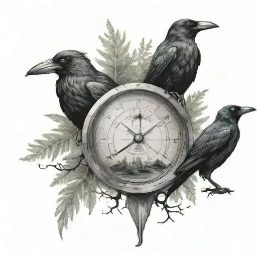 Tacheometer And Surveyor In The Forest With Crows