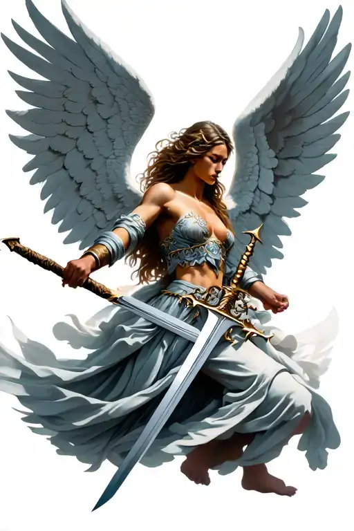Angel Fighting With Sword
