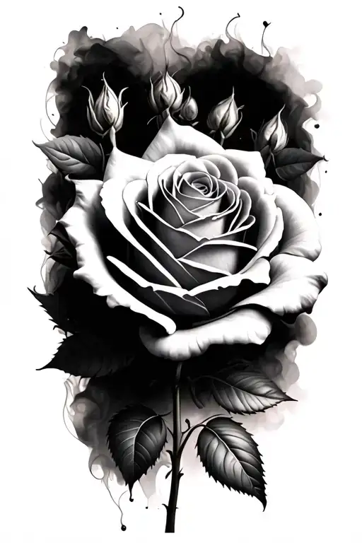 Realistic Roses With Smokey Shading Backround Holding Black Grey