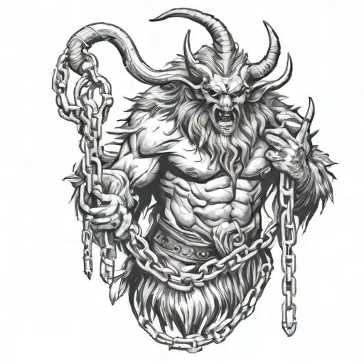 Krampus Full Body With Chains Light Colered