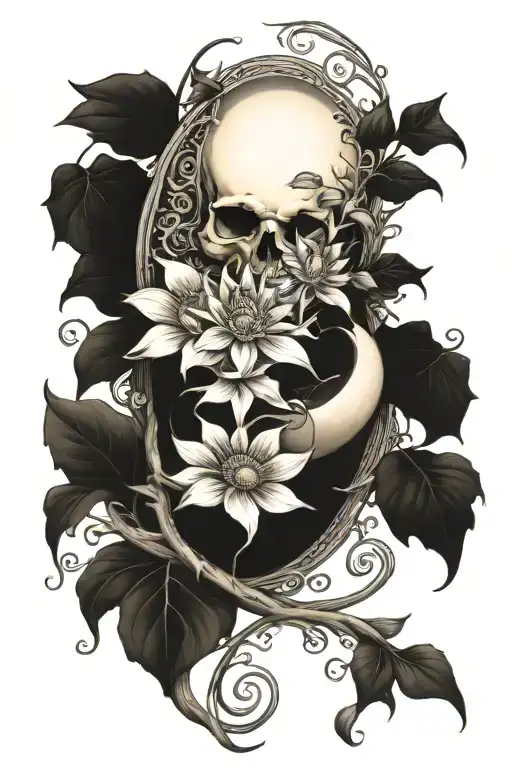 Floral Vine With Attached Tarot Sun Moon Surrounded