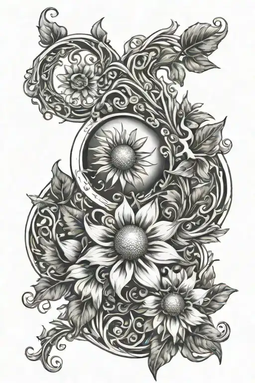 Floral Vine With Attached Sun Moon