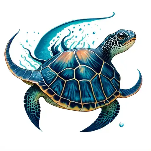 Stingray And Turtle Tattoo With Ocean Vibe