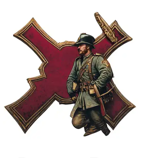 Burgundy Cross And Soldier Of The Third Flanders