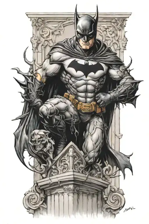Batman On A Church Gargoyle Warrior With Her