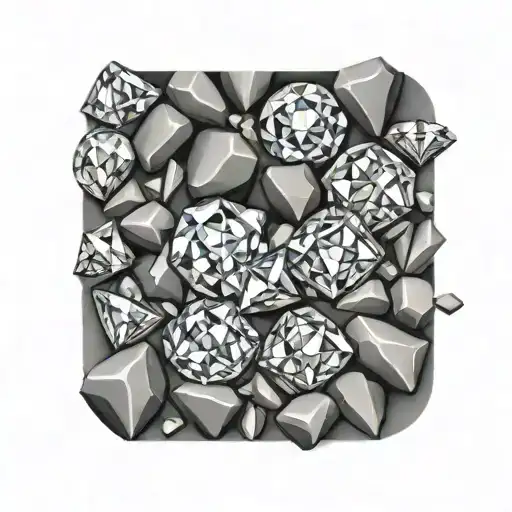 Pile Of Diamonds Scattered On Grey Stones