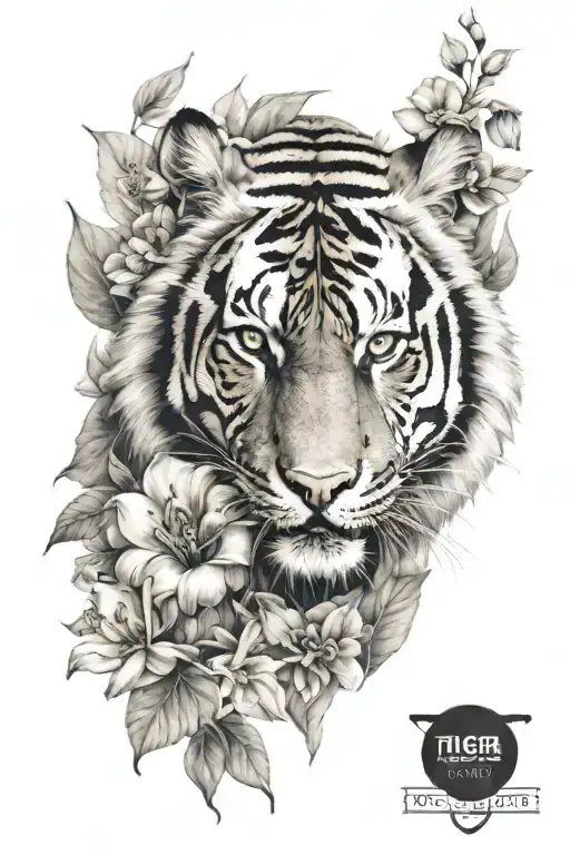 Tiger With Flowers