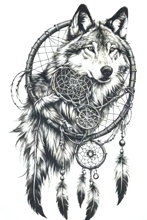 Dreamcatcher With A Wolf On Top